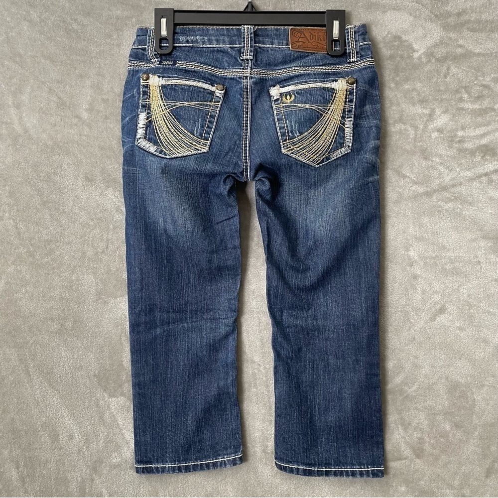 Adiktd Dark Wash Denim Jean Capris Women's Size 0 / 26 Y2K Style - Picture 4 of 10